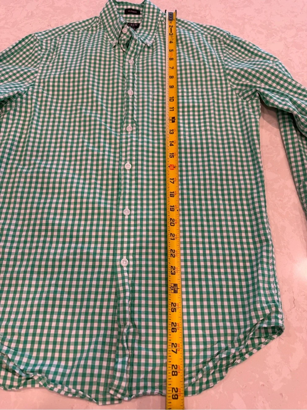 J. Crew Green and White Gingham Button-Down Shirt size small